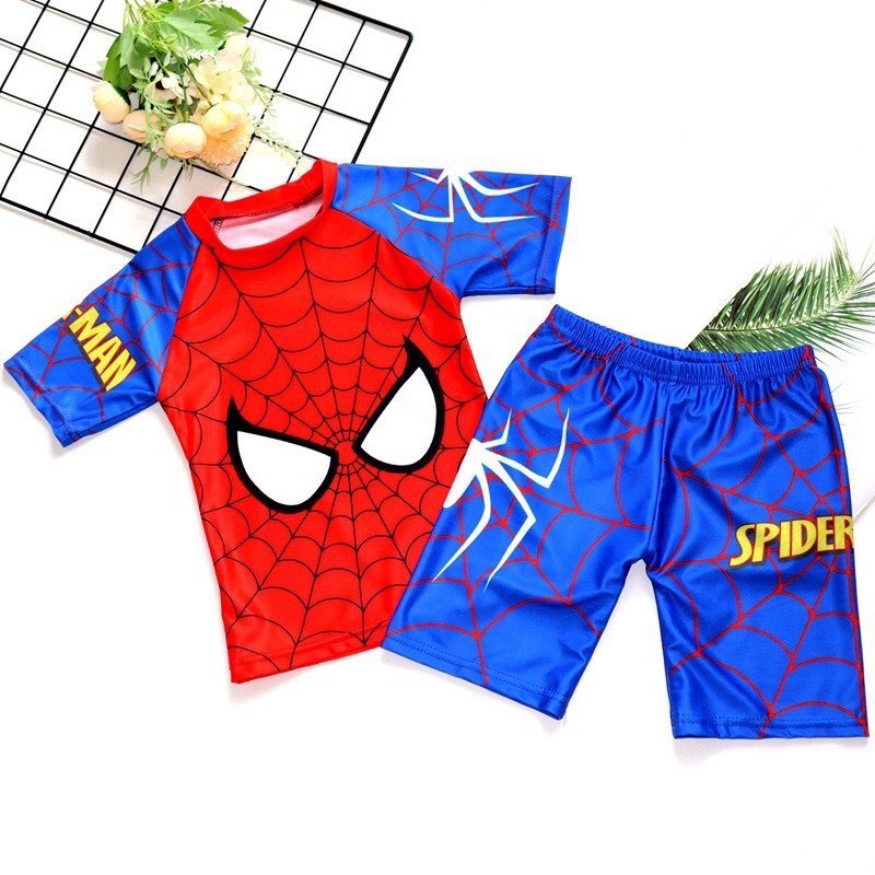 Đồ bơi bé trai, đồ bơi trẻ em Siêu Nhân Spiderman cho bé trai 2-10 tuổi chất thun co giãn thoải mái