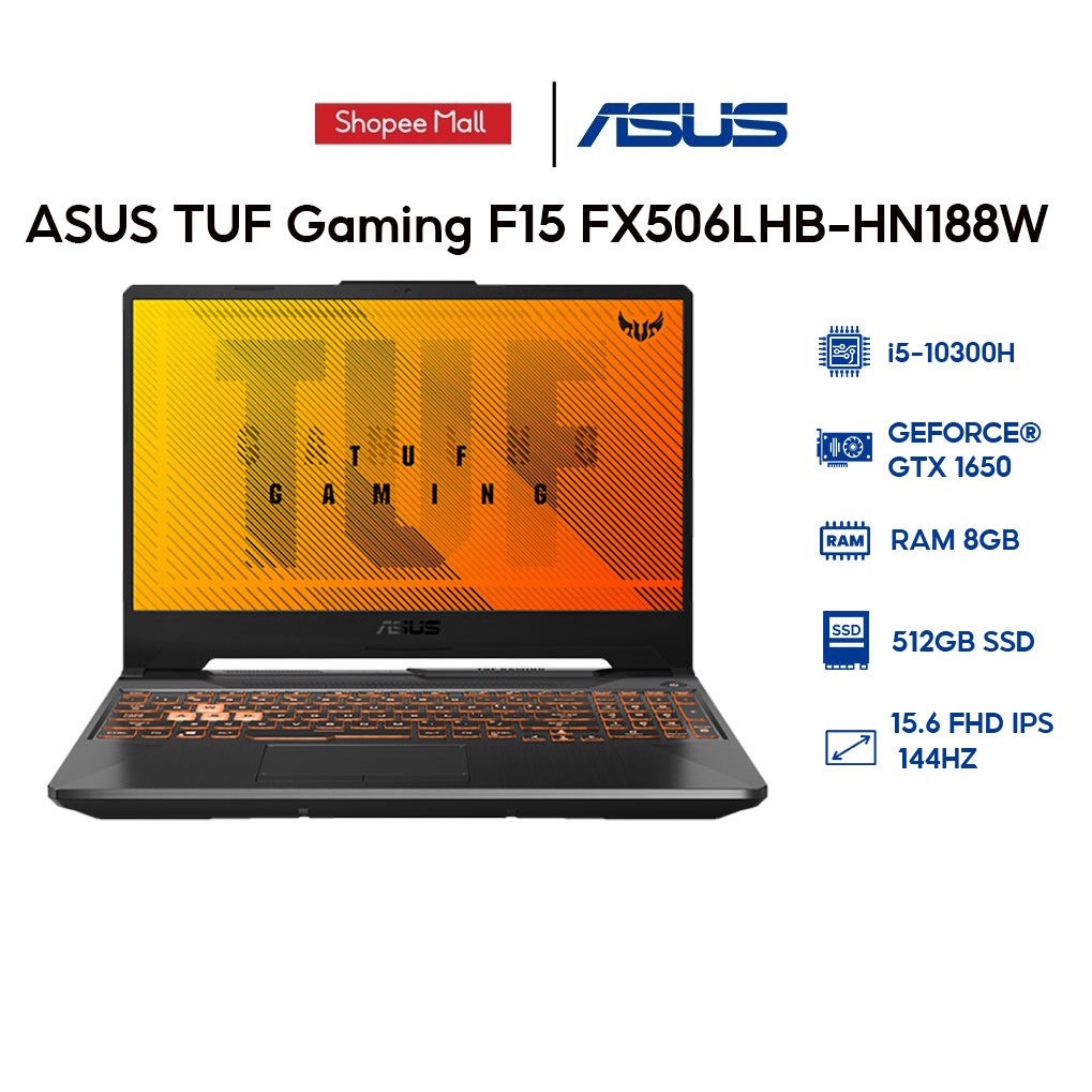 Laptop ASUS TUF Gaming F15 FX506LHB-HN188W i5-10300H | 8GB | 512GB | GeForce GTX 1650 4GB