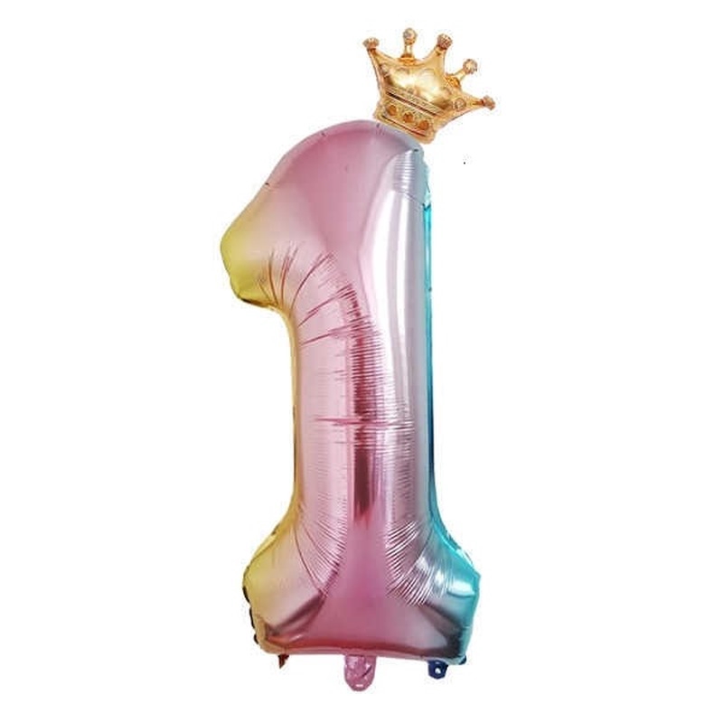Set 2 Bong Bóng Lá Nhôm 32 inch Hình Vương Miện Màu Cầu Vồng Dùng Trang Trí Tiệc Sinh Nhật