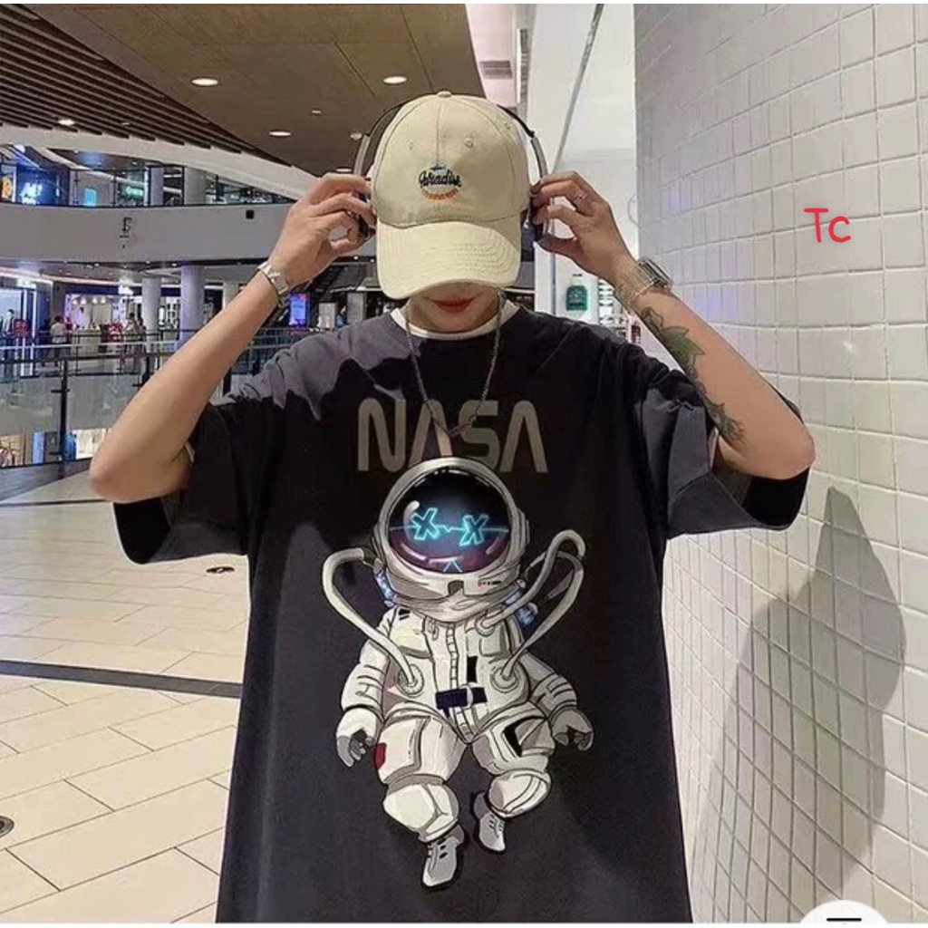 [ hình ảnh video thật ] Áo Thun Tay Lỡ Unisex NASA  Áo Phông Nam Nữ Form Rộng,