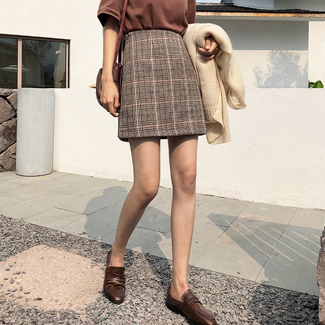 Chân váy lưng cao hoạ tiết caro thời trang cho nữ | WebRaoVat - webraovat.net.vn