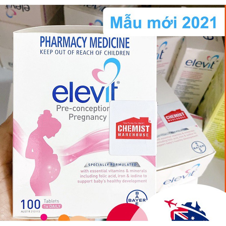 Vitamin Tổng Hợp Elevit Cho Bà Bầu 100 Viên mẫu mớ date 2023