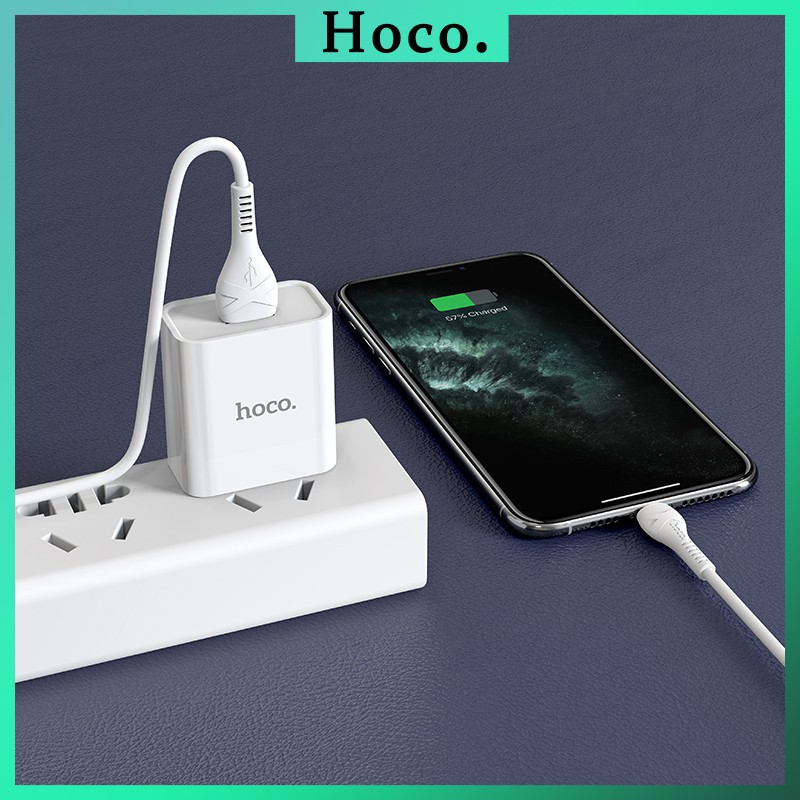 Củ sạc Hoco C81 2.1A cổng cốc sạc nhanh USB chất liệu PVC an toàn dành cho iPhone Samsung Huawei Xiaomi Oppo cục sạc