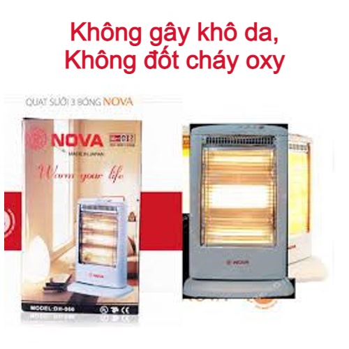 Quạt Sưởi nova - Quạt Sưởi nova Loại 2 Bóng, 3 Bóng, Sử Dụng Bóng Halogen Không Gây Khô Da, Có Lưới Bảo Vệ An Toàn