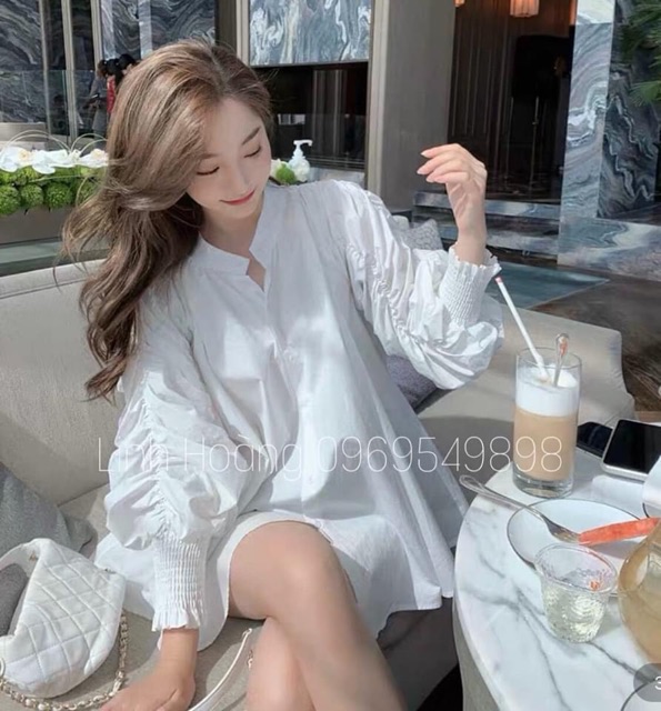 [Mã 11FASHIONSALE1 giảm 10K đơn 50K] Áo Sơ Mi Nữ Trắng Cổ Tàu 🦋FREESHIP🦋 Áo Sơmi Dài Tay Nhúm | BigBuy360 - bigbuy360.vn