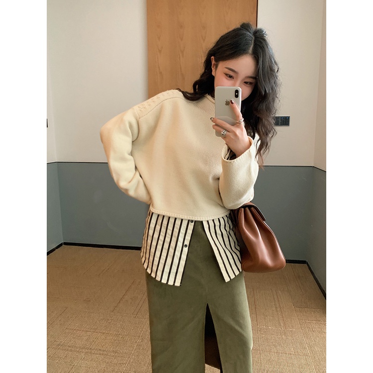 Xiaozhainv Áo Sơ Mi Caro Tay Dài Phong Cách Pháp Thời Trang Cho Nữ