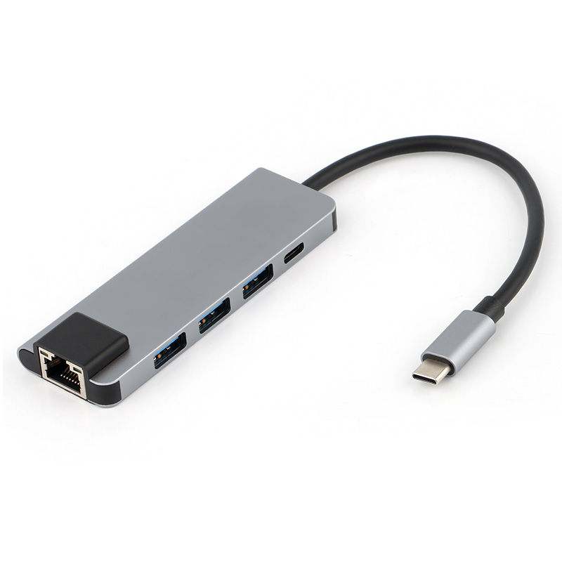 Bộ Chuyển Đổi 5 Trong 1 Type-C Sang Usb3.0 Rj45 Gigabit Ethernet Lan Type-C