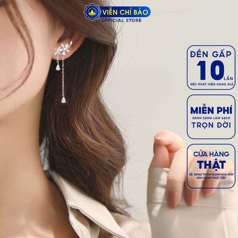 Bông tai bạc nữ Hoa Anh Đào chất liệu bạc 925 thời trang phụ kiện trang sức nữ thương hiệu Viễn Chí Bảo B000024