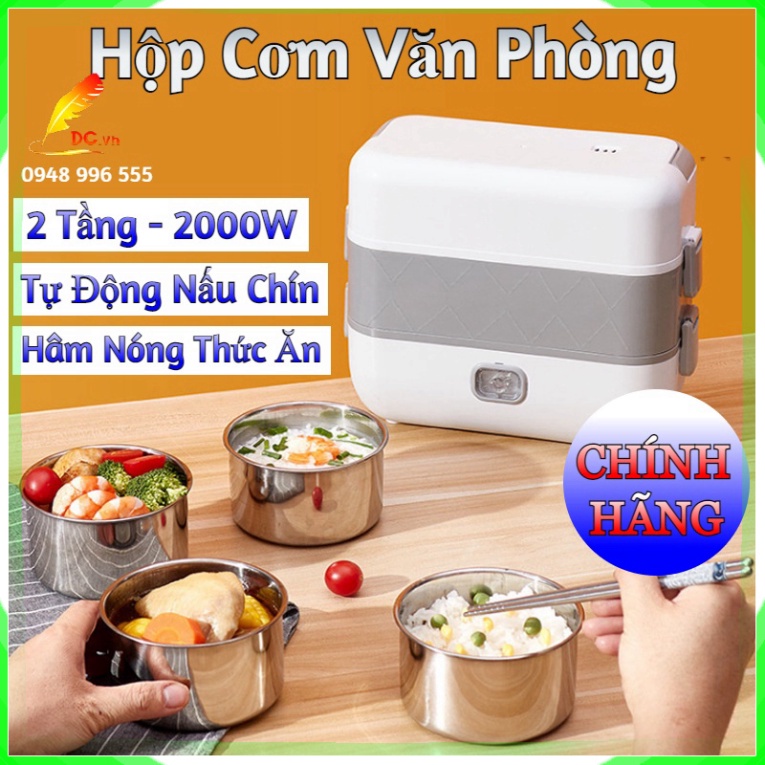 Hộp Cơm Văn Phòng KIYOSHI Chính Hãng Tự Động Nấu Chín Và Hâm Nóng Thức Ăn Đơn Giản [TẶNG Bộ Thìa Đũa]