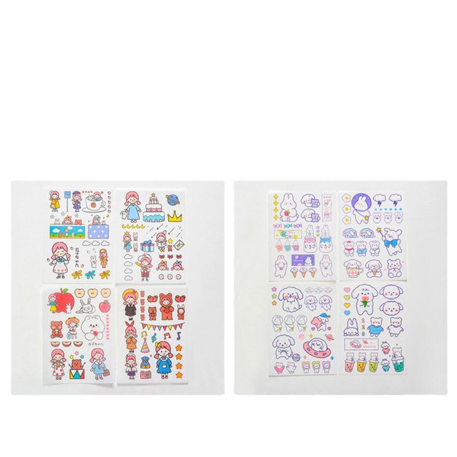 4 Tờ miếng dán trang trí họa tiết hoạt hình dễ thương