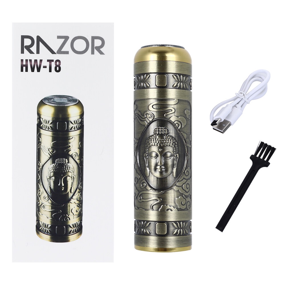 [FREESHIP] Máy Cạo Râu Hình Phật Sạc Điện USB Cho Nam Không Đau Với Bàn Chải Làm Sạch Một Cách Nhanh Chóng.