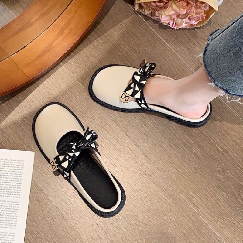 Giày sục đốc nữ thắt nơ tam giác