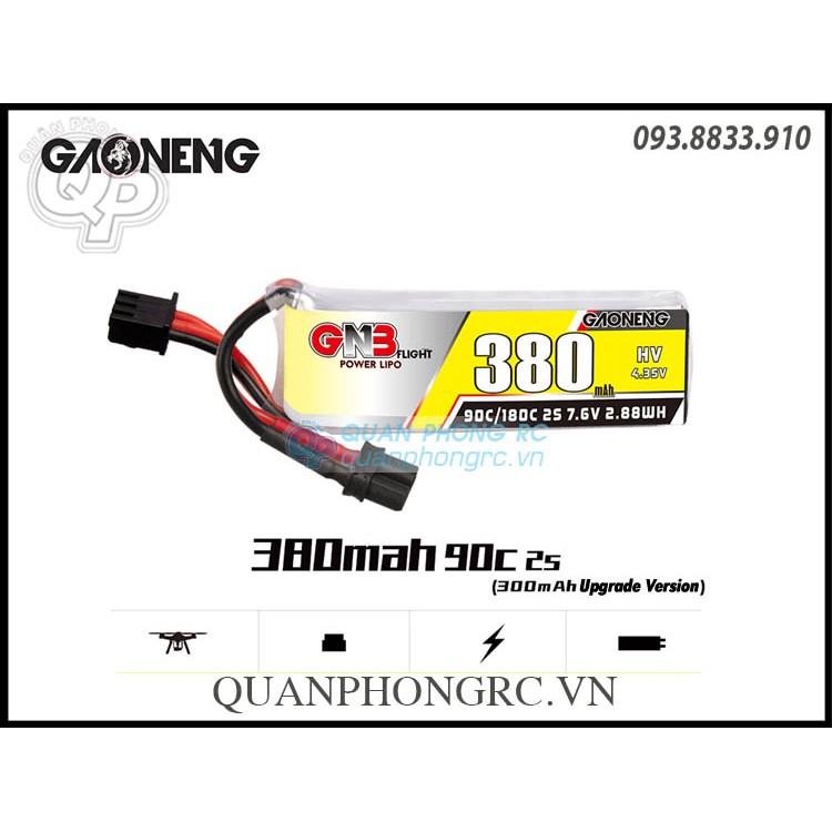 Pin GNB 380mAh 2S 90C 7.6V LiHV