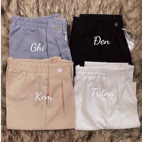 Quần baggy nữ lưng chun cúc chéo, quần tây công sở thanh lịch, đi học, đi chơi (1111)