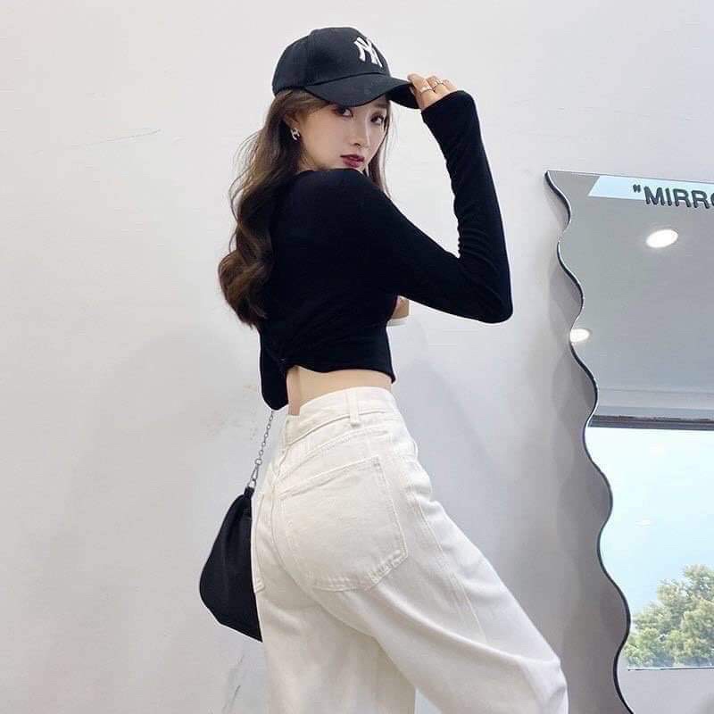 Quần bò trắng ống rộng TC6