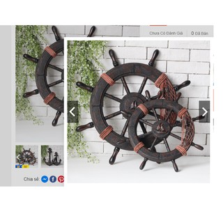 Combo bánh lái tàu và mỏ neo trang trí size 62cm