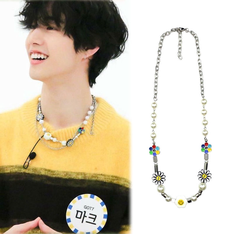 Vòng cổ/Vòng tay mặt hình hoa hướng dương hoa cúc mặt cười đính ngọc trai giả 22402