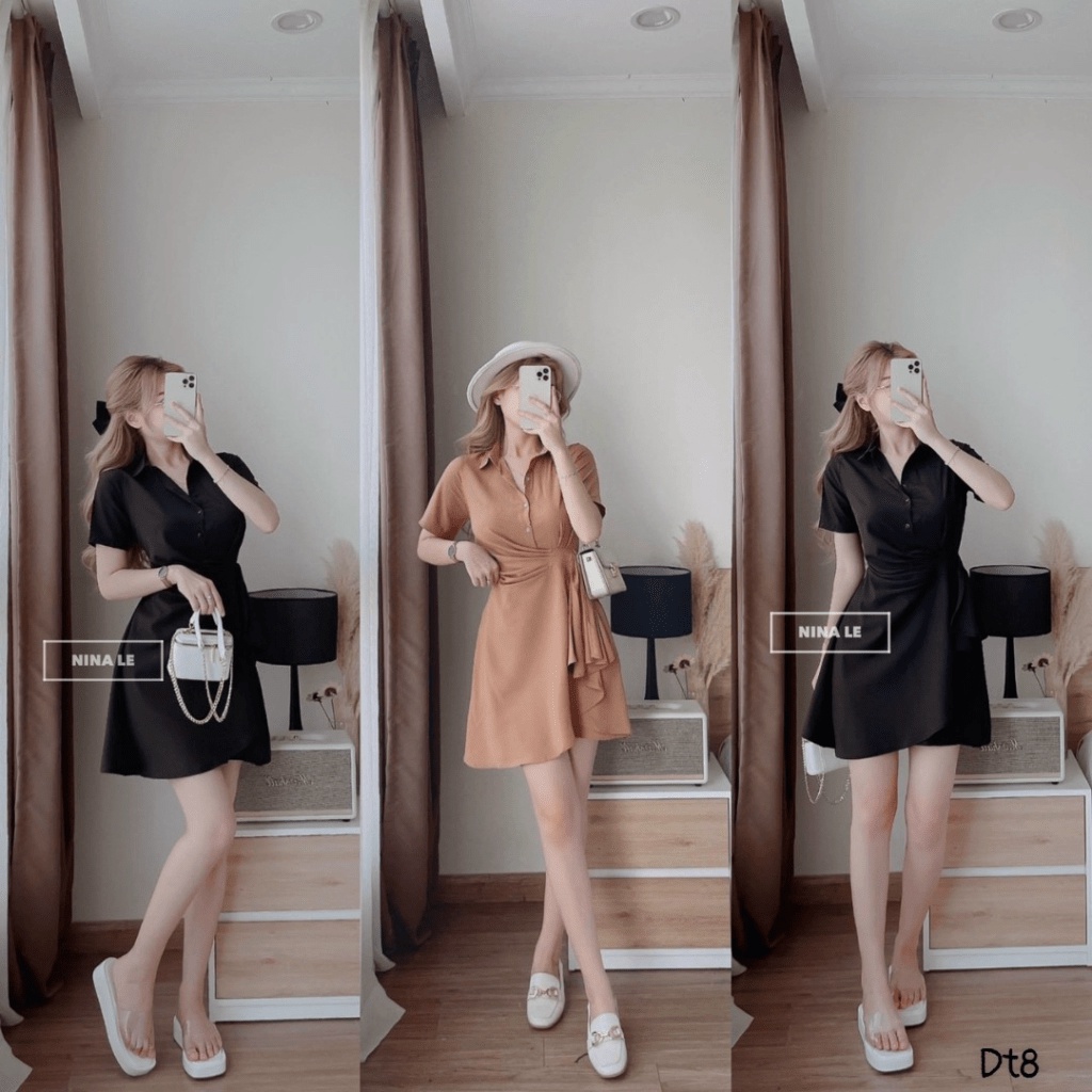 (Free ship) Mẫu HOT-- Đầm Đũi Kiểu Sơ Mi Cực Chất UP VLTN Shop