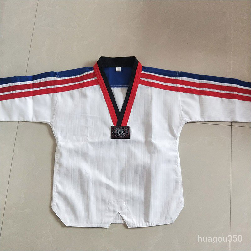 Bộ Đồng Phục Tập Võ Taekwondo Tay Dài Chất Liệu Cotton Dành Cho Người Lớn Và Trẻ Em