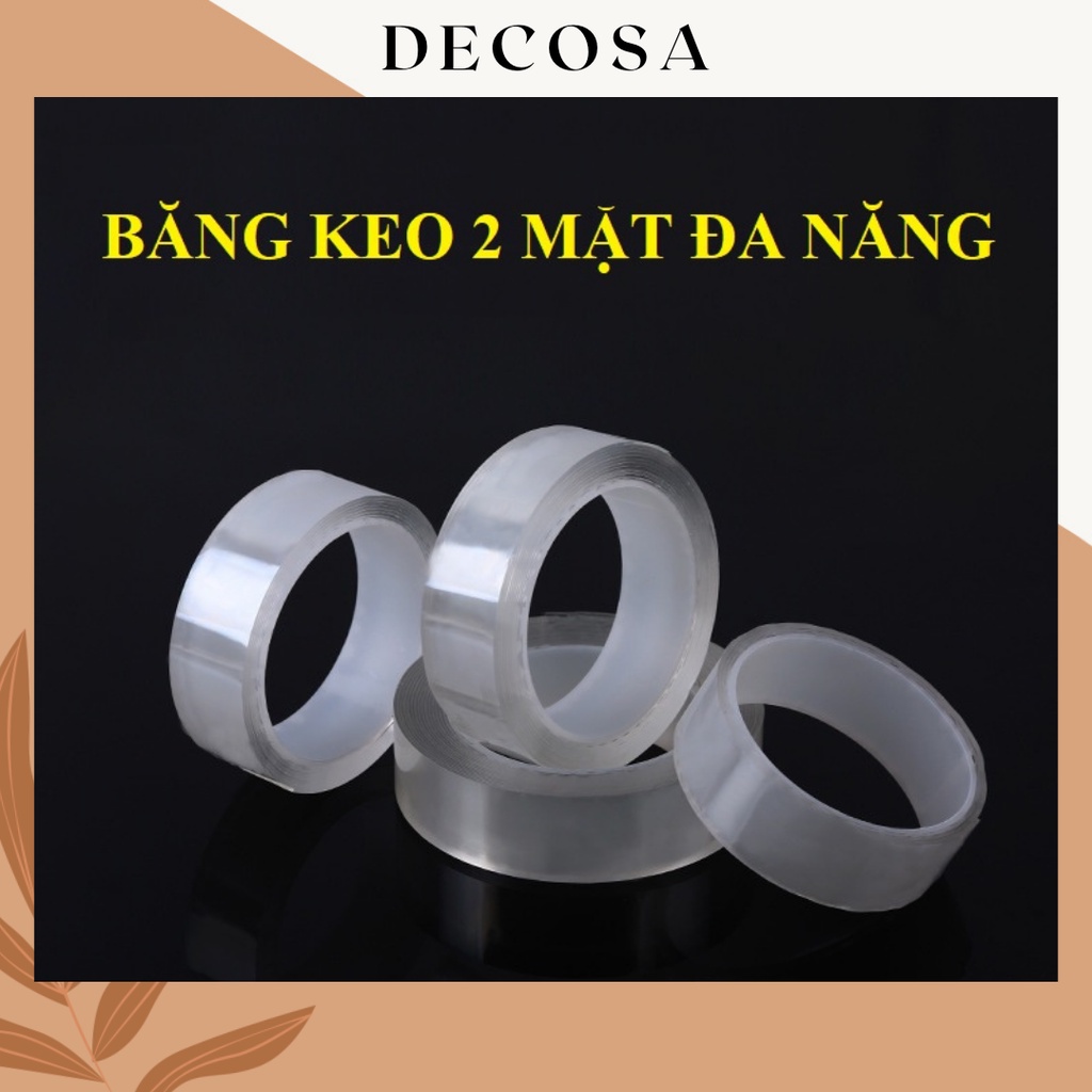 Băng keo dính 2 mặt trong suốt đa năng dài 3m DECOSA