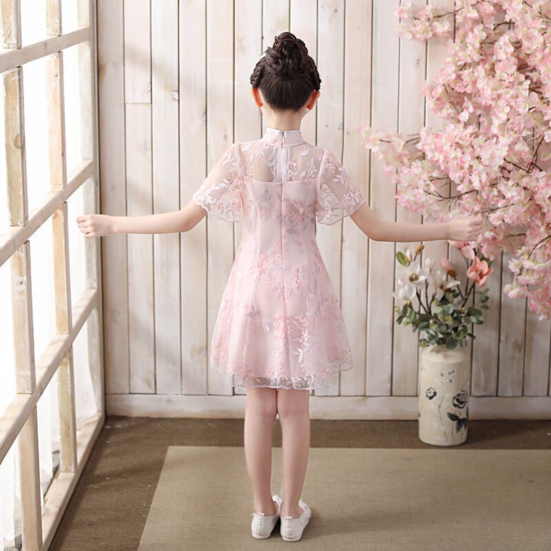 Đầm Sườn Xám Ngắn Tay Thời Trang Mùa Hè Dành Cho Bé Gái