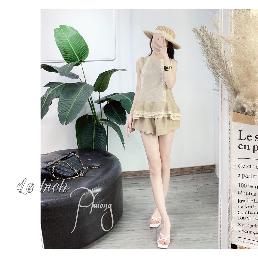 Bộ be viền phối ren, set áo ba lỗ đũi phối ren mix quần sooc xinh xắn S26 | BigBuy360 - bigbuy360.vn