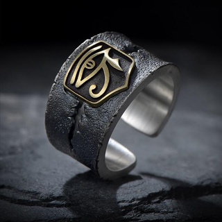 Cổ ai cập thần thoại mắt horus biểu tượng nhẫn nam xe máy nhẫn có thể điều chỉnh trang sức punk