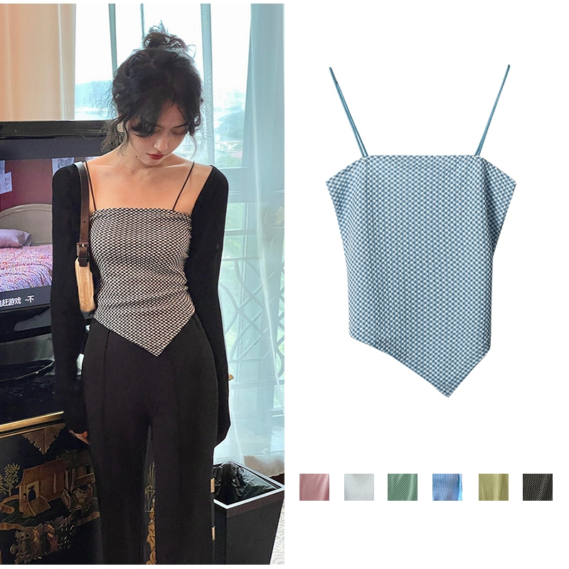 Đầm Hai Dây Họa Tiết Ca Rô Phong Cách Trẻ Trung Dành Cho Nữ