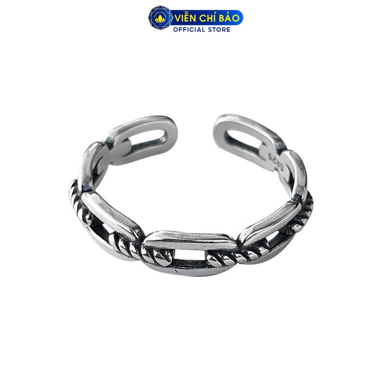 Nhẫn tay bạc nữ đan classic 2 chất liệu bạc 925 thời trang phụ kiện trang sức nữ thương hiệu Viễn Chí Bảo N000563