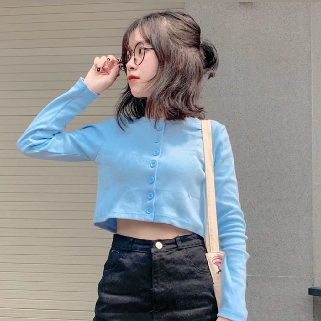 Áo croptop tay dài nữ, áo croptop YAN Ulzzang dài tay thun lạnh tăm hot trend mới nhất - GENX09