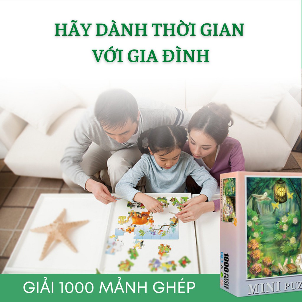 Tranh ghép hình 1000 mảnh Jigsaw Puzzle kích thước 38*26cm cao cấp tặng kèm keo gắn tranh