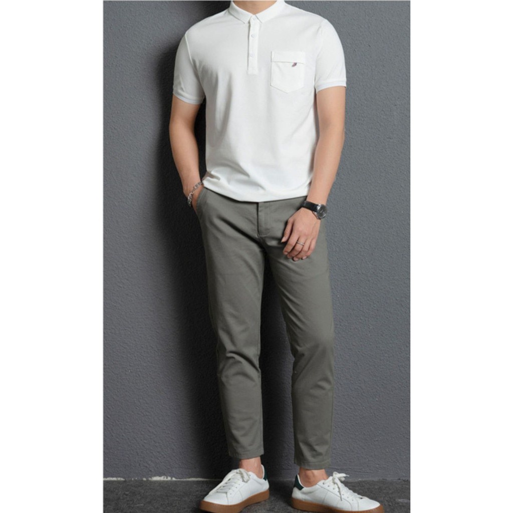 Áo Polo Nam cổ bẻ túi ngực dáng Hàn cổ bẻ vải cá sấu CVC cao cấp mẫu T | BigBuy360 - bigbuy360.vn