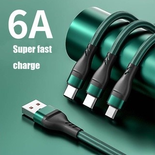Dây Cáp Sạc Nhanh 6A 3 Trong 1 Cho IOS Micro USB Type-c 13 12 11