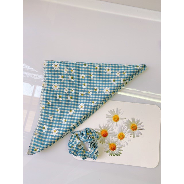 Khăn turban bandana vuông vải caro hoa cúc đa năng, khăn thơi trang, buộc toc, / giày thể thao97