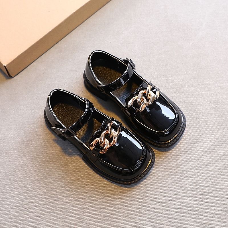 Giày Da Màu Đen Phong Cách Anh Quốc Thời Trang Mùa Thu 2022 Cho Bé Gái