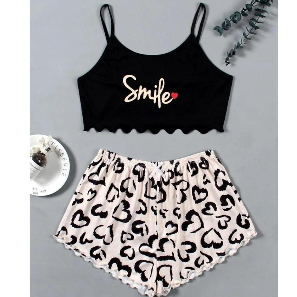 Set đồ bộ nữ mặc nhà áo 2 dây và quần đùi dễ thương Maimaihome