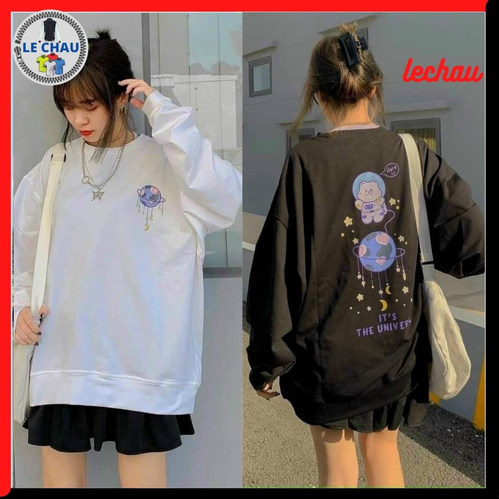 Áo sweater nỉ form rộng nam nữ ulzzang hottrend phong cách unisex street style AKN17 LECHAU trẻ trung năng động cao cấp