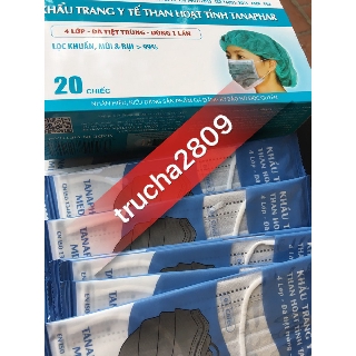 Khẩu trang y tế than hoạt tính Tanaphar 4 lớp hộp 20 cái đã tiệt trùng