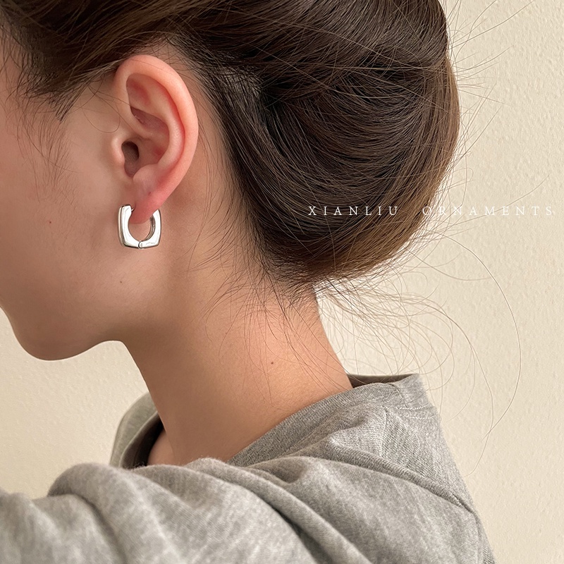 Khuyên Tai Hình Vuông Phong Cách retro Hàn Quốc Cao Cấp Sang Trọng