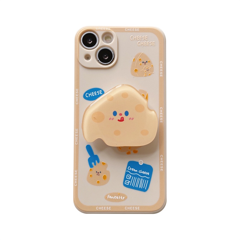 Ốp Điện Thoại Mềm Họa Tiết Phô Mai Hoạt Hình Sáng Tạo Có Giá Đỡ Cho Iphone 13 6 6s 7 8 Plus X S Max 12 Mini 11 Pro Max