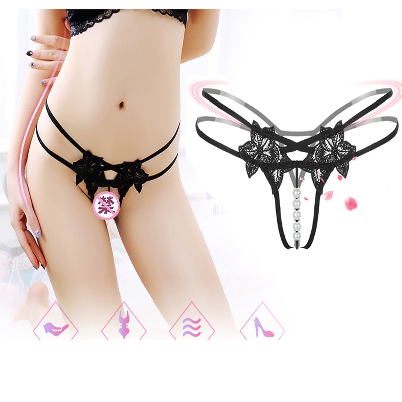 Quần Lót Thêu Hoa Đính Ngọc Trai 40kg-60kg ZC093#-2149 Quần Lót Hở Đáy Trong Suốt Đầy Đủ Dành Cho Nữ Giới