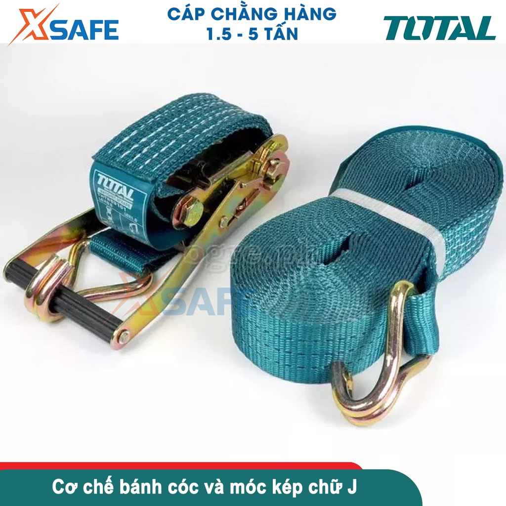 Dây cảo chằng hàng tăng đơ TOTAL 1.5-5 tấn 6-10m, bản 25/35/50cm, chống gỉ, chống trượt, chống dầu nhớt - chính hãng