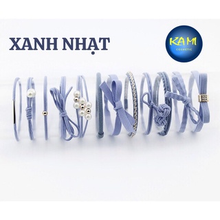 Combo Hộp 12 dây chun cột tóc, Chun Cột Tóc Mẹ Bé, Cột Tóc Bé, Dây Cài Tóc - KAMI