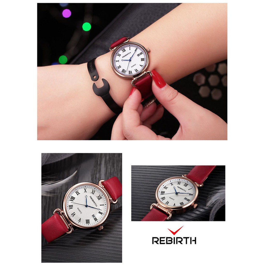 Đồng hồ nữ dây da REBIRTH JAM010R1 màu đỏ