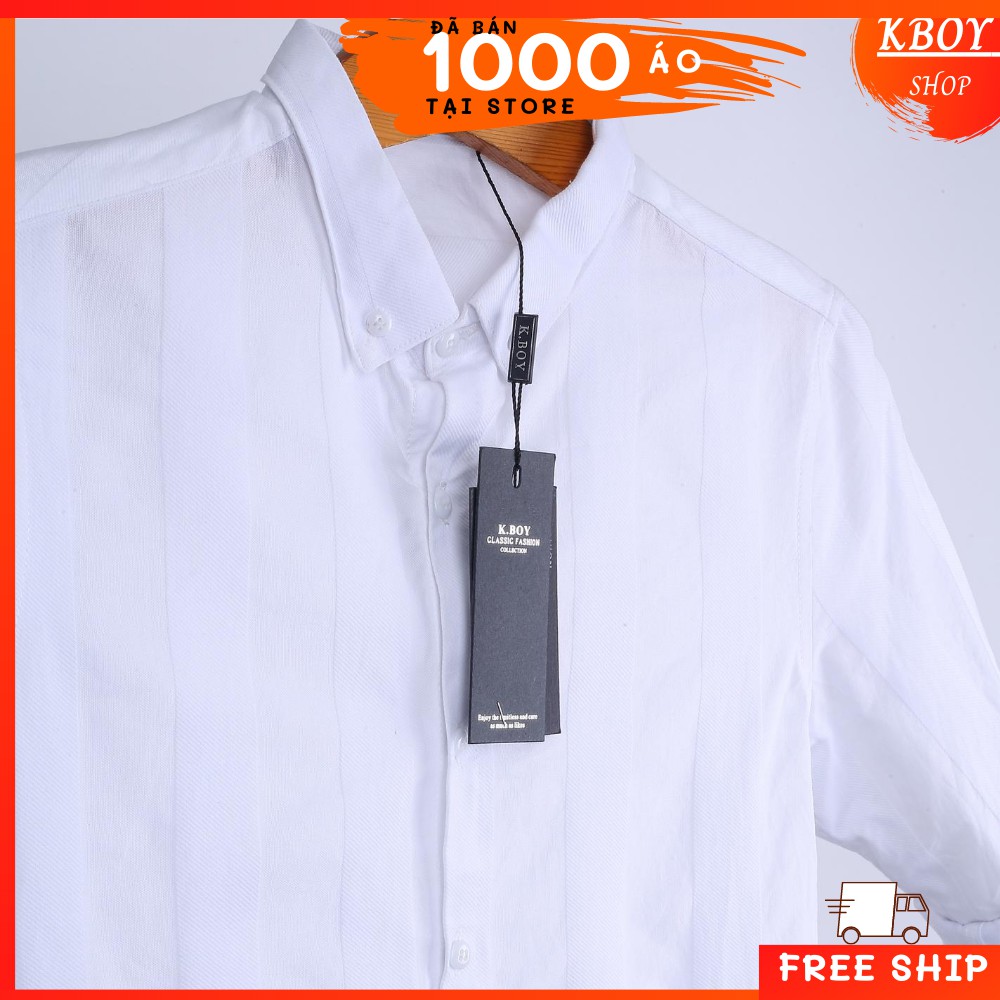 Áo sơ mi Sọc dọc cao cấp - Màu trắng lịch lãm, Hàng quãng châu cao cấp.Thấm hút,co giãn tối ưu / Bigsize đến 90kg-398(T) | BigBuy360 - bigbuy360.vn