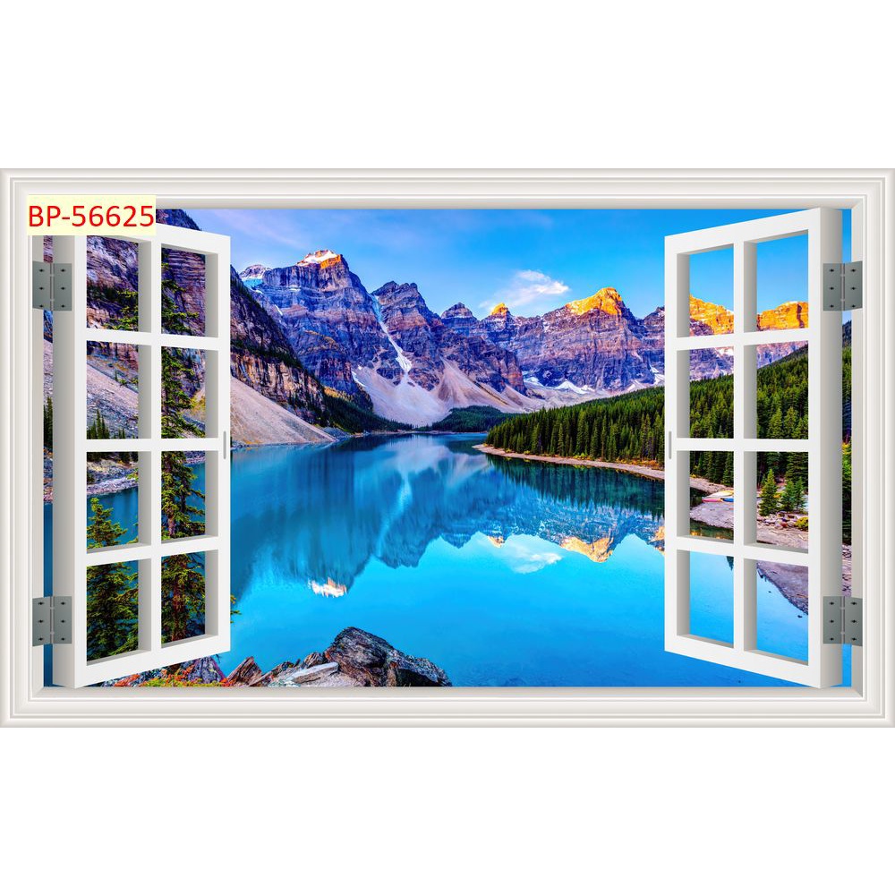 Tranh dán tường cửa sổ phòng ngủ, phòng khách sang trọng