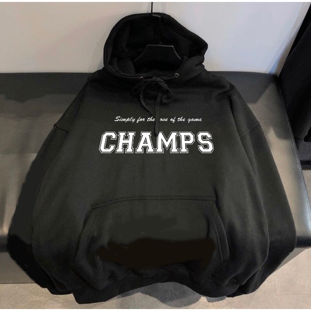 Áo hoodie unisex dáng rộng in chữ CHAMPS kiểu dáng basic chất vải dầy đẹp