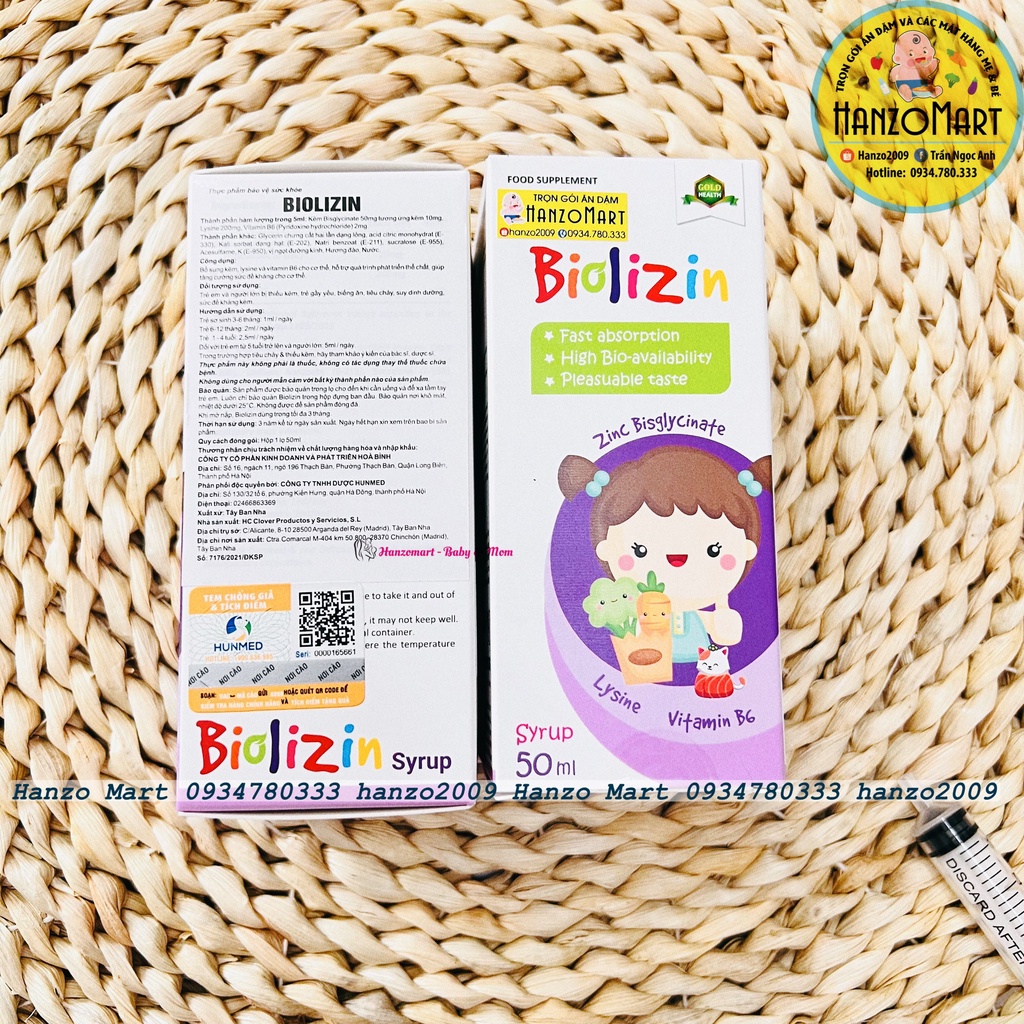 Kẽm Zinc Biolizin Brauer Lysine Cho Bé Biếng Ăn hỗ trợ Ăn Ngon Tăng Cường Đề Kháng 50ml