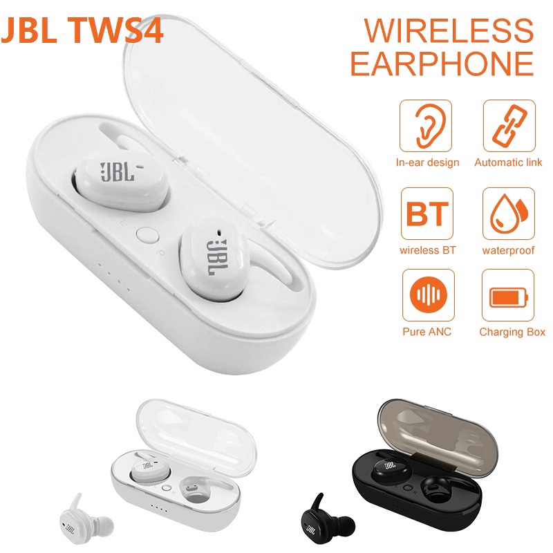 JBL TWS 4 Wireless Bluetooth Earbuds Mini BT 5.0 Stereo In-Ear Waterproof Earphones