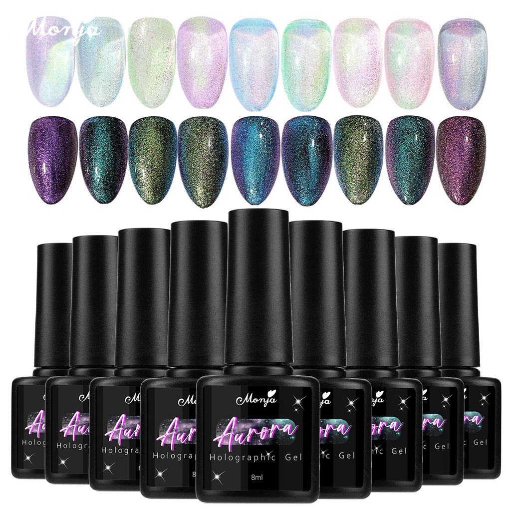 Gel sơn móng tay Monja 8ML tạo hiệu ứng lấp lánh đẹp mắt chuyên dụng với 9 màu sắc tùy chọn